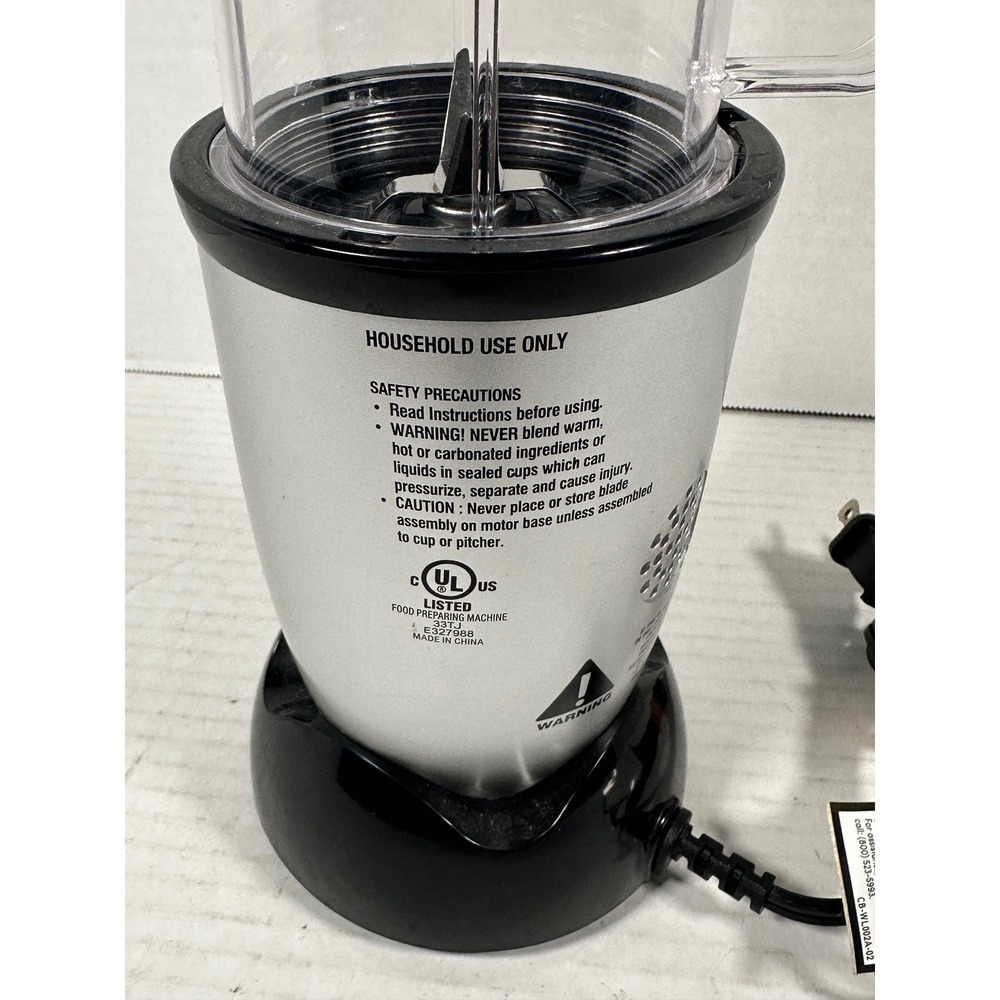 Magic Bullet Personal Blender Silver Black MB-WL076C-02 with Tall Handle Cup - Picture 5 of 12